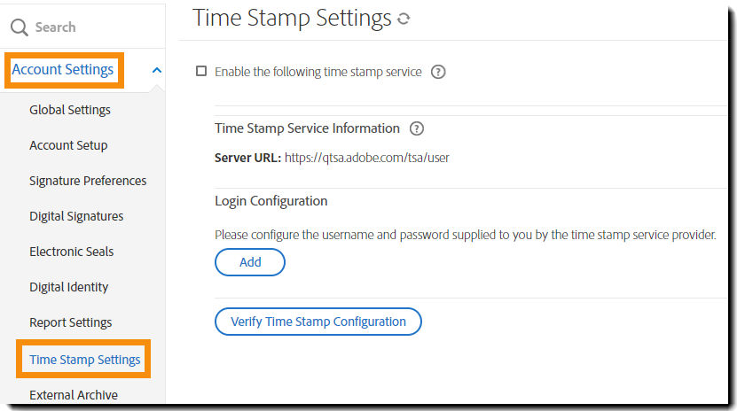 Adobe Acrobat Sign Custom Time Stamp Providers